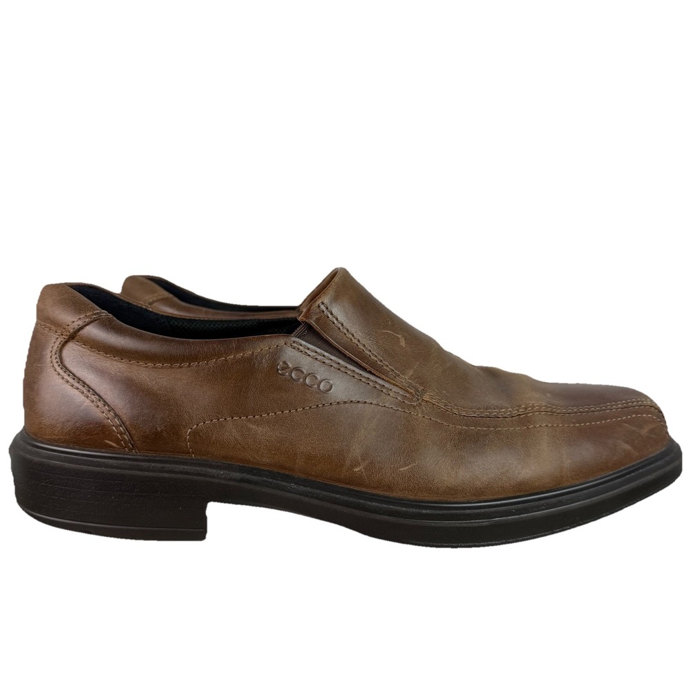 Ecco Mens Brown Leather Square Toe Dress Loafers Size 44